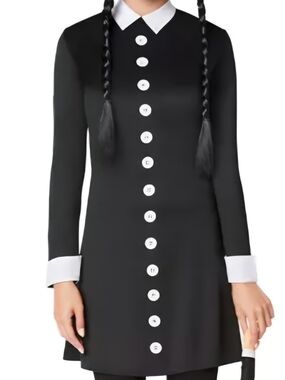 The Addams Family Wednesday Addams Dress Costume Adult XL Goth